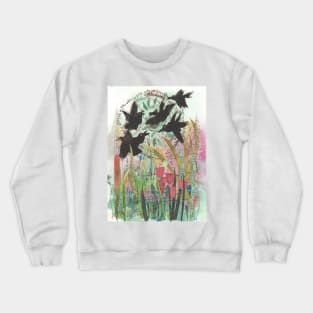 Crows in summer, birds have flown the nest Crewneck Sweatshirt